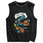 Unisex Dinosaur Eat Them Printed Washed Tank Top