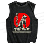 Unisex Dog Hachi Printed Washed Tank Top