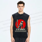 Unisex Dog Hachi Printed Washed Tank Top