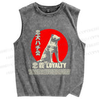 Unisex Dog Hachi Printed Washed Tank Top