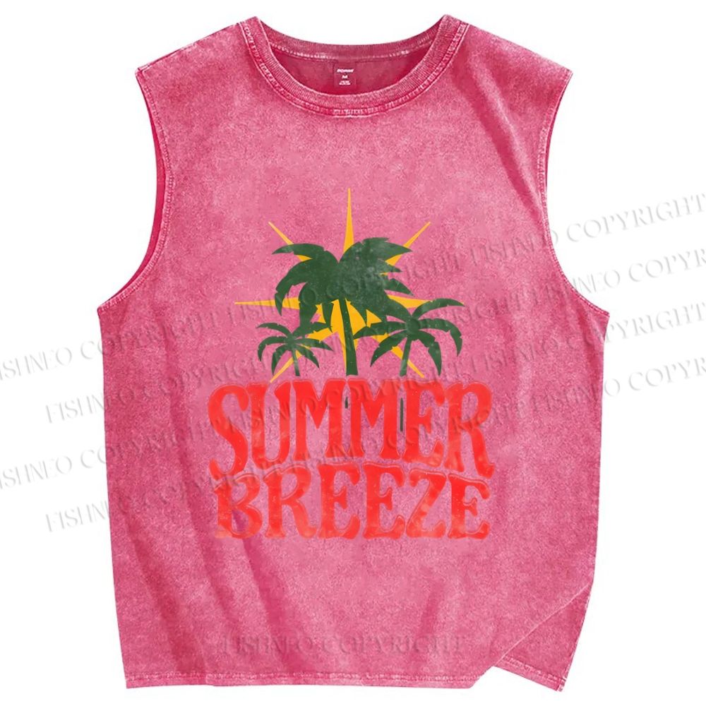 Unisex Vintage Graffiti Summer Breeze Printed Washed Tank Top