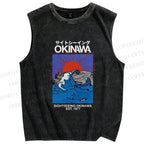 Unisex Okinawa Printed Washed Tank Top