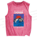 Unisex Okinawa Printed Washed Tank Top