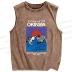 Unisex Okinawa Printed Washed Tank Top