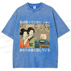 Woman Yelling at a Cat Vintage Wash Japanese Design T-Shirt