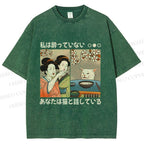 Woman Yelling at a Cat Vintage Wash Japanese Design T-Shirt