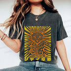 Unisex Japanese Shy Leopard Printed Washed Tee