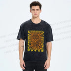 Unisex Japanese Shy Leopard Printed Washed Tee