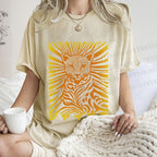 Unisex Japanese Shy Leopard Printed Washed Tee