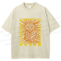 Unisex Japanese Shy Leopard Printed Washed Tee