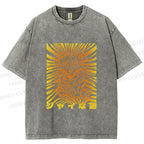 Unisex Japanese Shy Leopard Printed Washed Tee