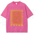 Unisex Japanese Shy Leopard Printed Washed Tee