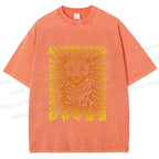 Unisex Japanese Shy Leopard Printed Washed Tee