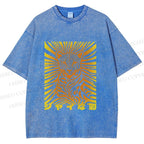 Unisex Japanese Shy Leopard Printed Washed Tee