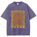 Unisex Japanese Shy Leopard Printed Washed Tee