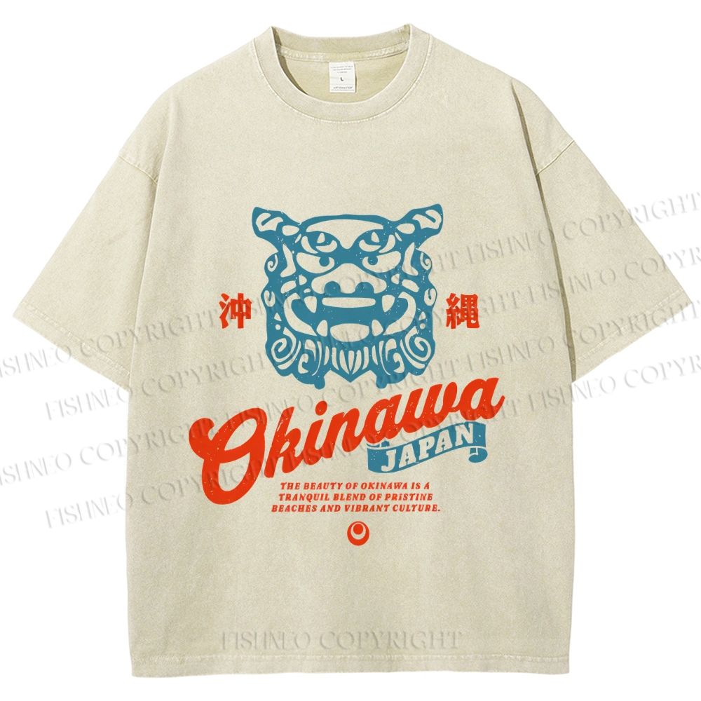 Unisex Japanese Okinawa Printed Washed Tee