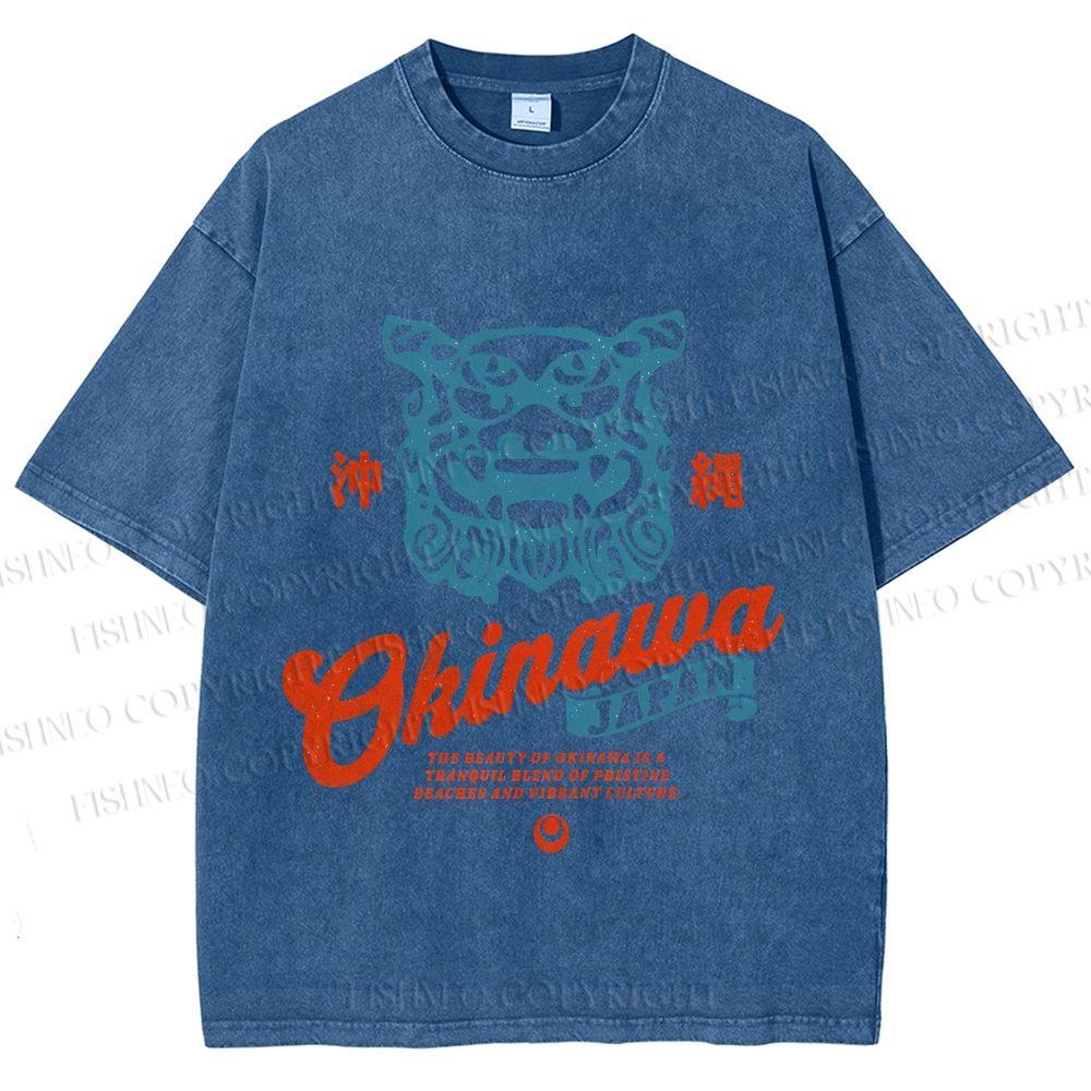 Unisex Japanese Okinawa Printed Washed Tee