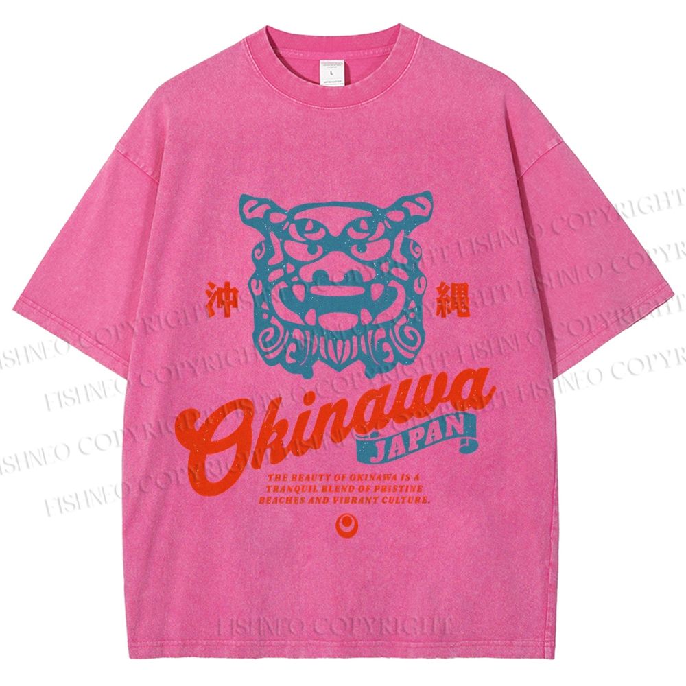 Unisex Japanese Okinawa Printed Washed Tee