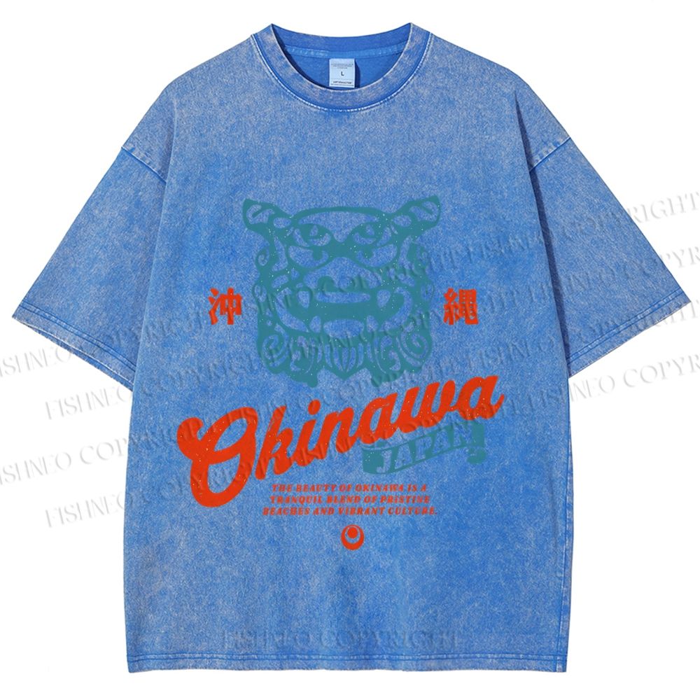 Unisex Japanese Okinawa Printed Washed Tee