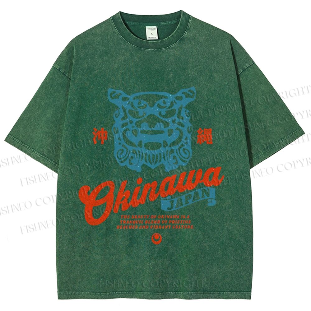 Unisex Japanese Okinawa Printed Washed Tee
