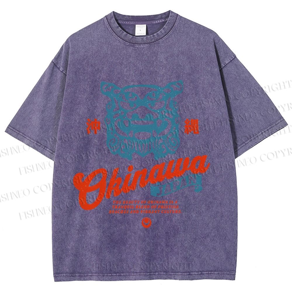 Unisex Japanese Okinawa Printed Washed Tee