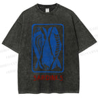 Unisex Vintage Style Sardines Fish Printed Washed Tee