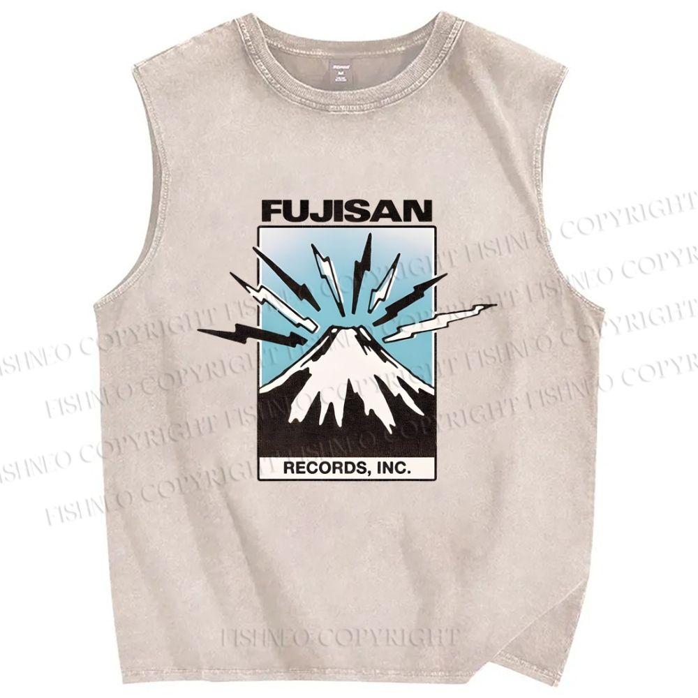 Unisex Fuji Mount Printed Washed Tank Top