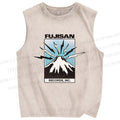 Unisex Fuji Mount Printed Washed Tank Top