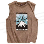 Unisex Fuji Mount Printed Washed Tank Top
