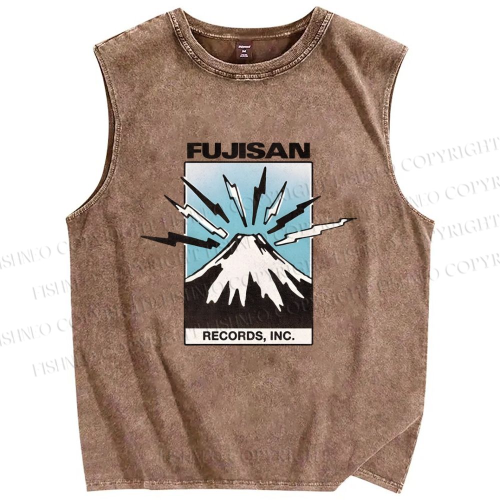 Unisex Fuji Mount Printed Washed Tank Top