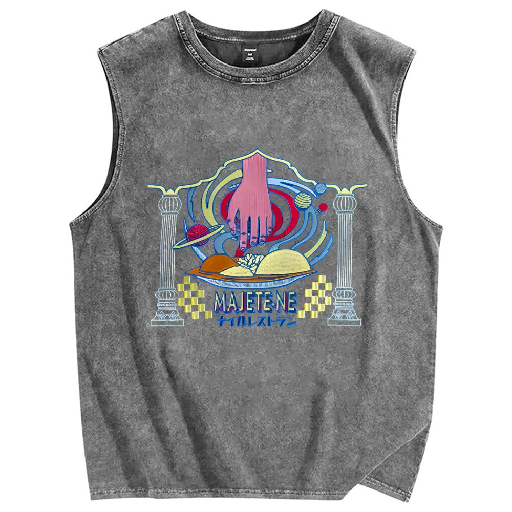 Unisex MAJETENE Printed Washed Tank Top