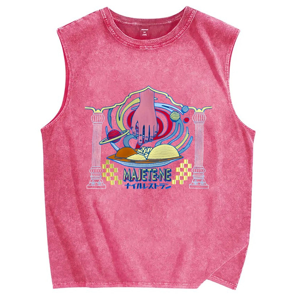Unisex MAJETENE Printed Washed Tank Top