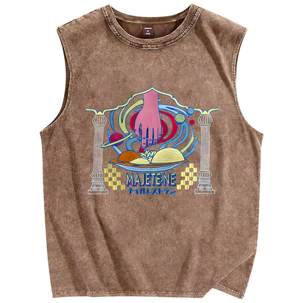 Unisex MAJETENE Printed Washed Tank Top