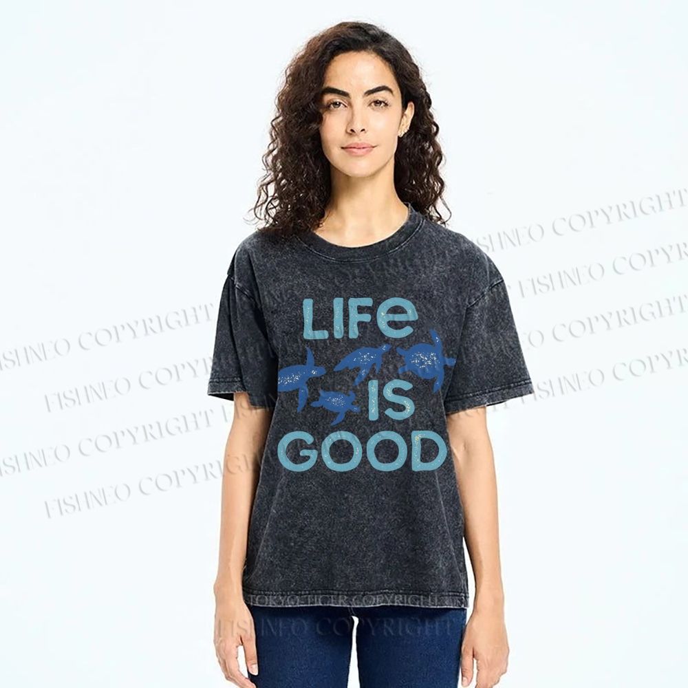 Unisex Life Is Good Printed Washed Tee