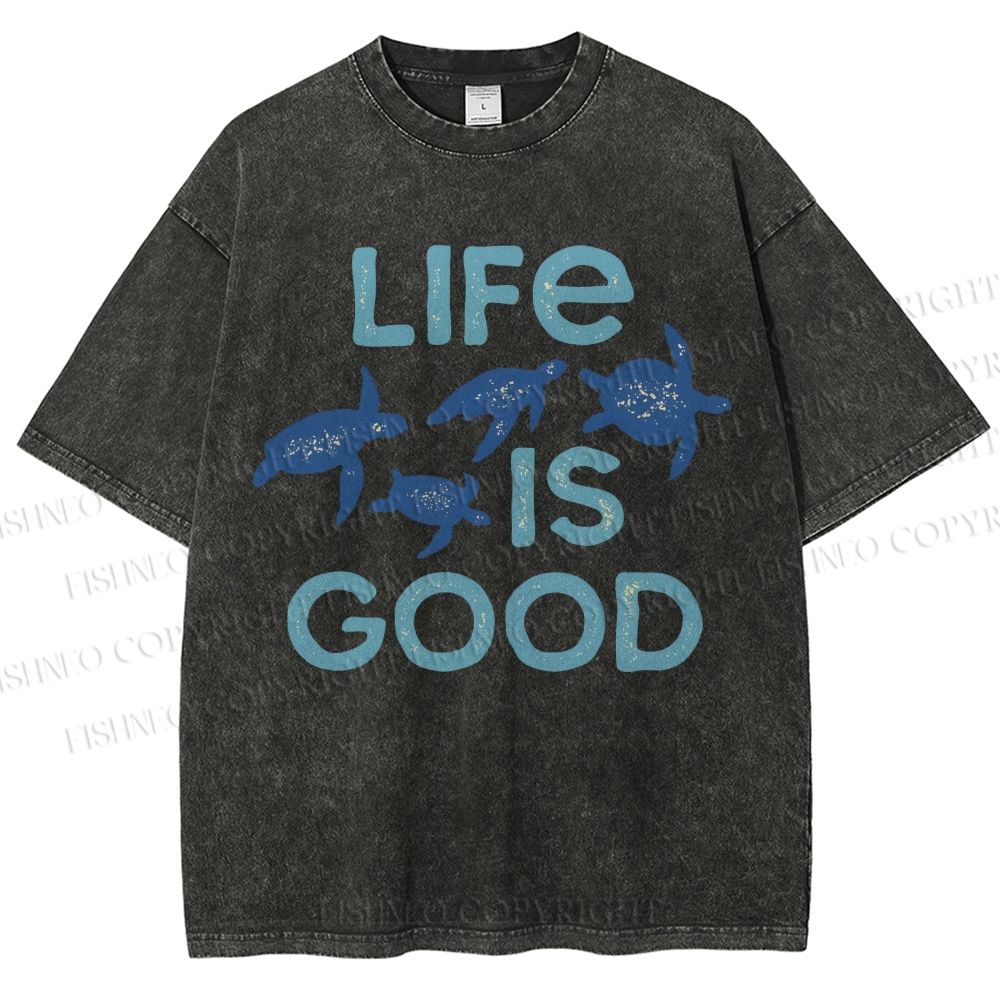Unisex Life Is Good Printed Washed Tee