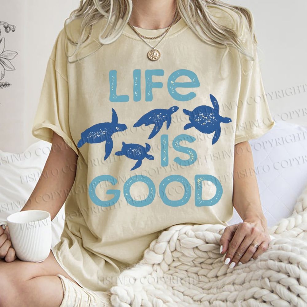 Unisex Life Is Good Printed Washed Tee