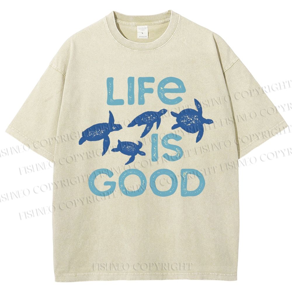 Unisex Life Is Good Printed Washed Tee