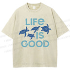 Unisex Life Is Good Printed Washed Tee