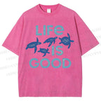 Unisex Life Is Good Printed Washed Tee