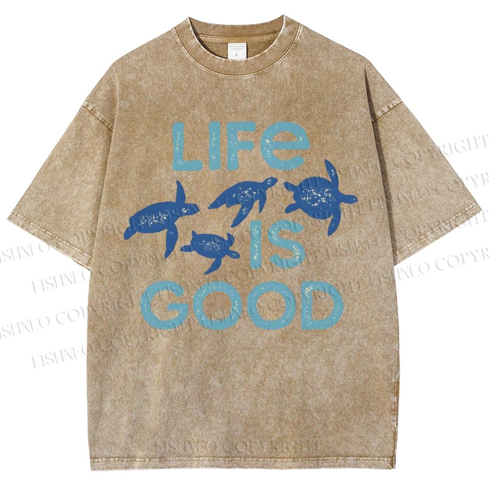 Unisex Life Is Good Printed Washed Tee