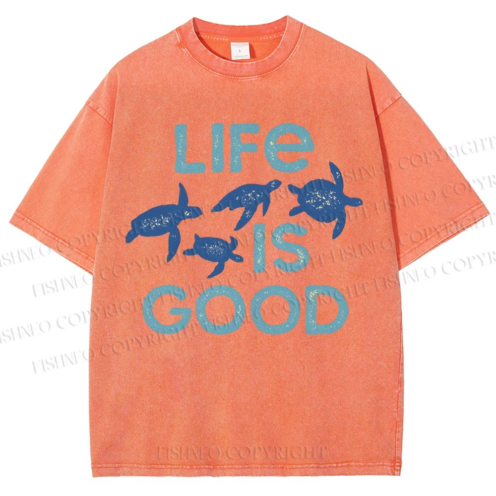 Unisex Life Is Good Printed Washed Tee