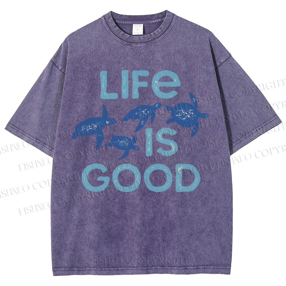Unisex Life Is Good Printed Washed Tee