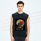 Unisex Moscow Printed Washed Tank Top