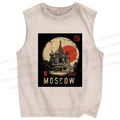 Unisex Moscow Printed Washed Tank Top