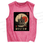 Unisex Moscow Printed Washed Tank Top