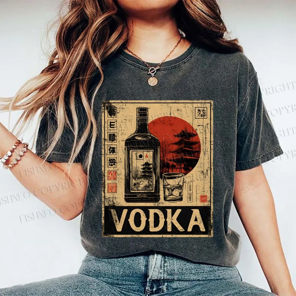 Unisex Vodka Printed Washed Tee
