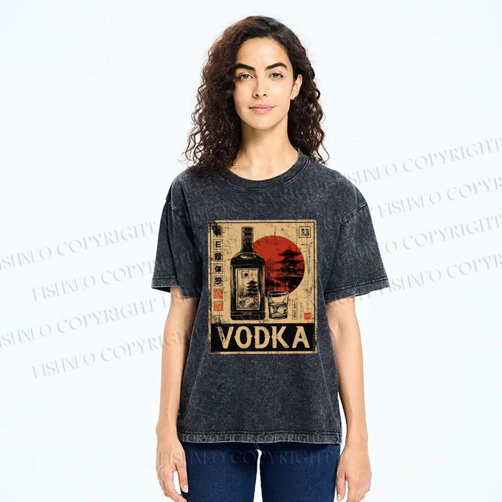 Unisex Vodka Printed Washed Tee