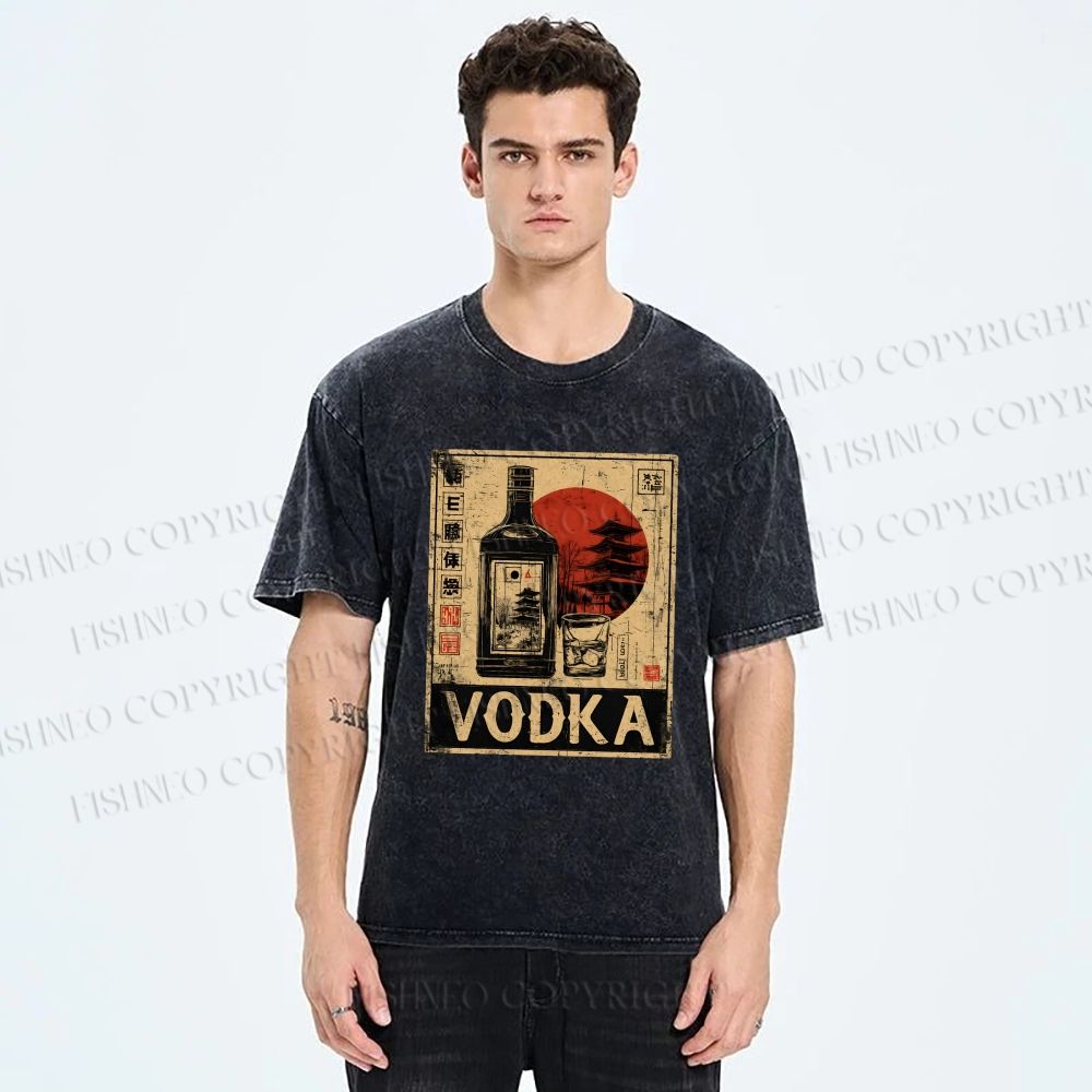 Unisex Vodka Printed Washed Tee