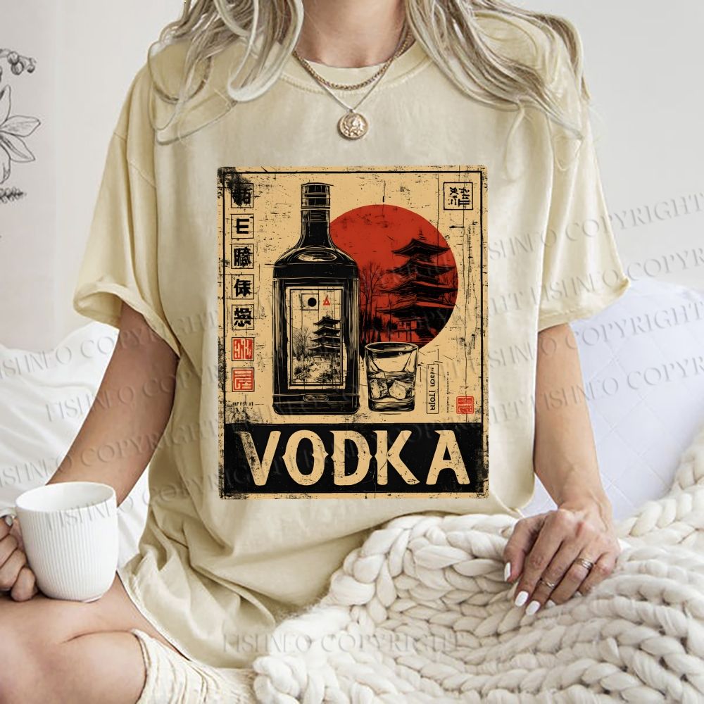 Unisex Vodka Printed Washed Tee