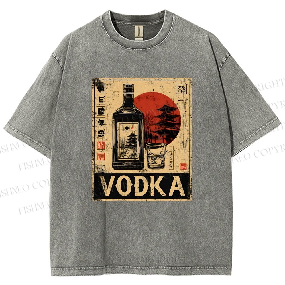 Unisex Vodka Printed Washed Tee